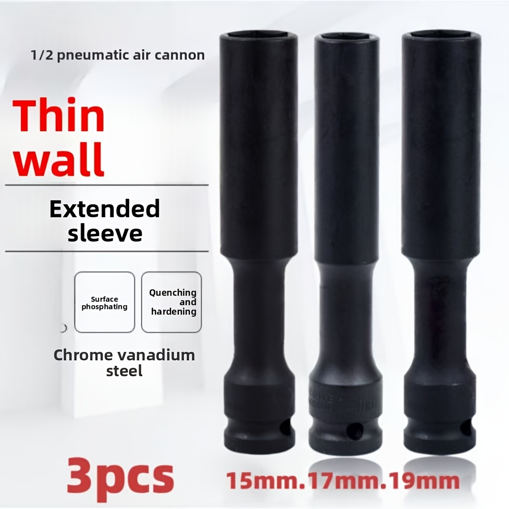 Power Tools Pneumatic - 1/3pcs Set Soket Impak Dinding Tipis