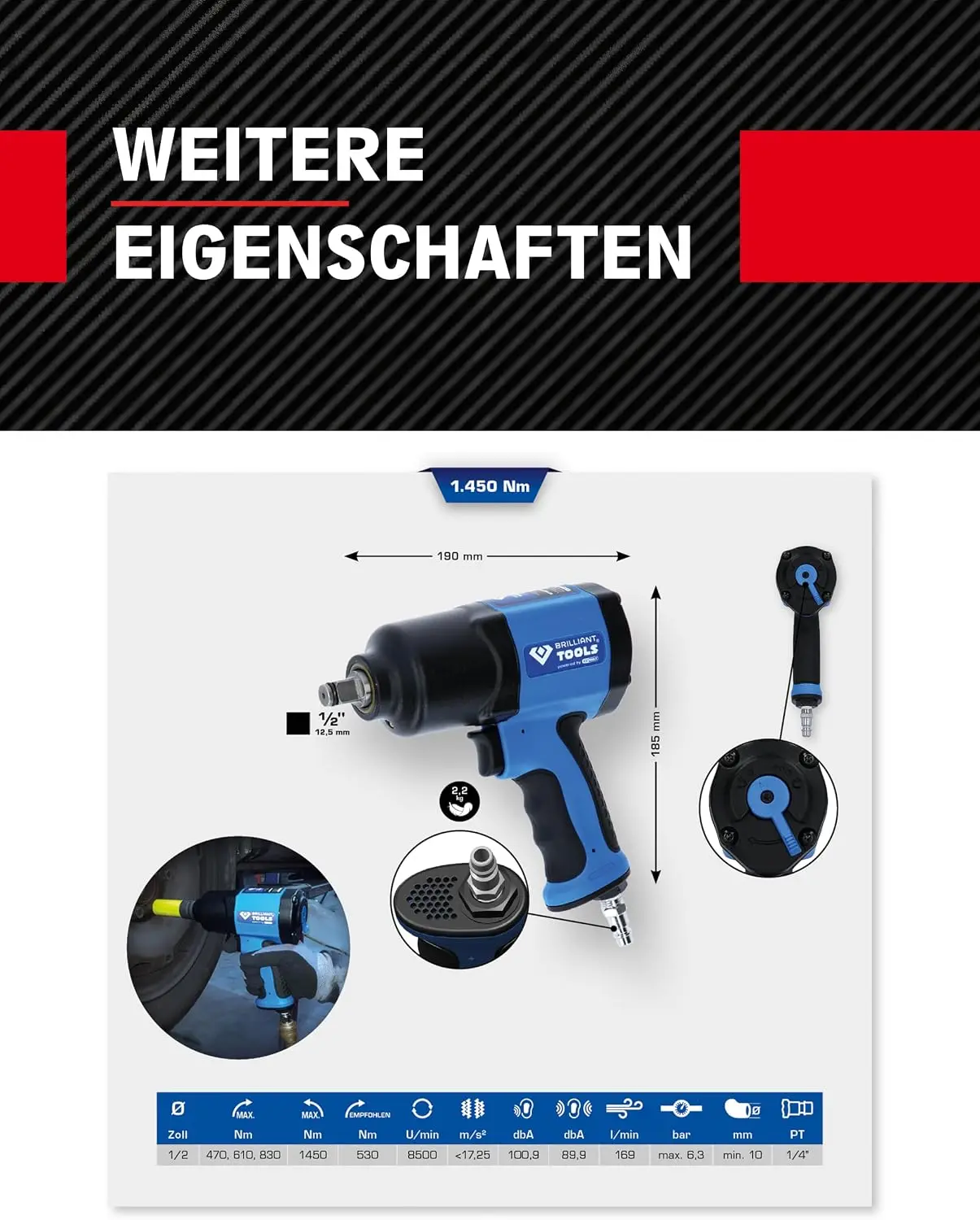 BT160100 Kunci Impack Pneumati - Power Tools Impact Wrench ulasan dan harga