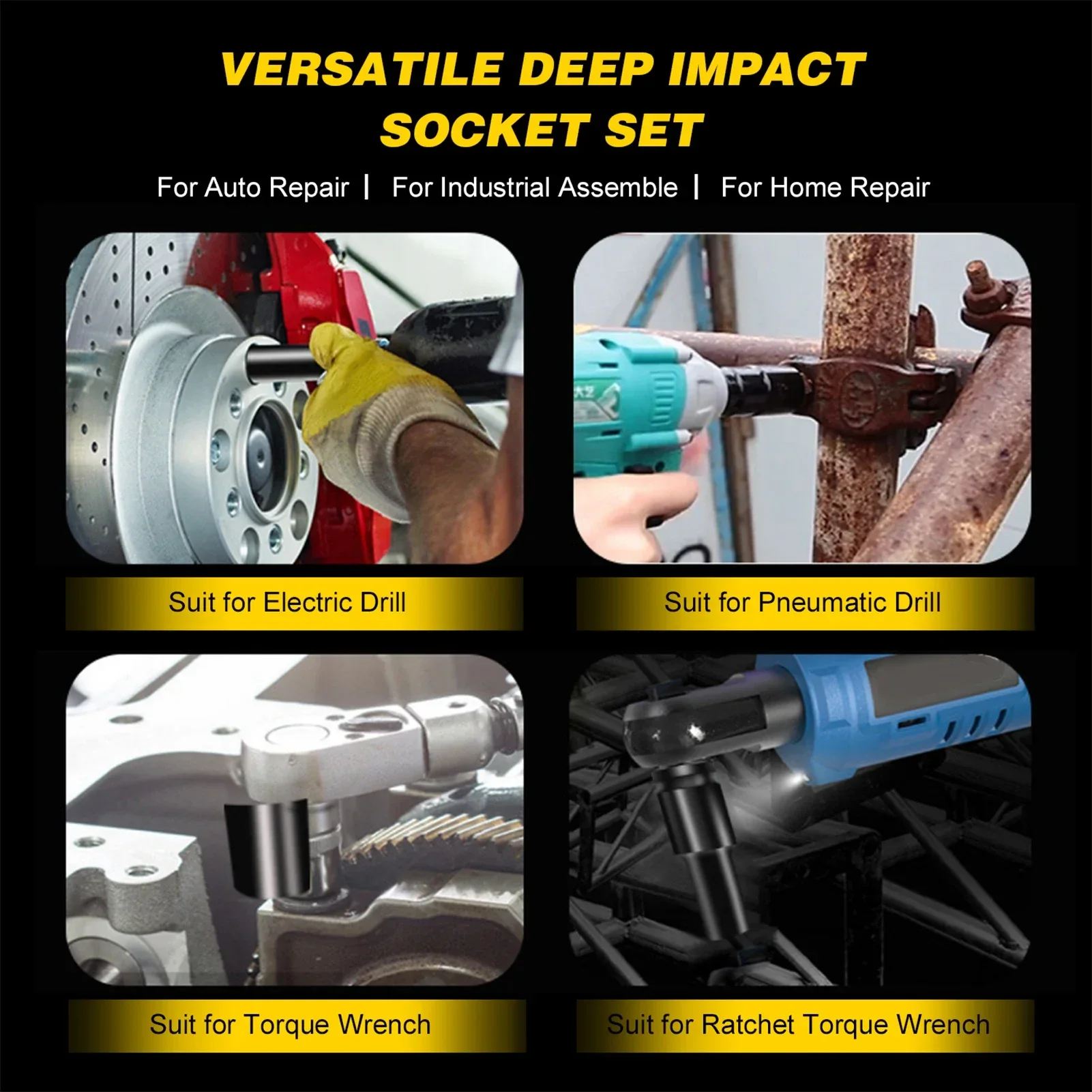 10PCS Set Soket Impact Dalam 1 - Power Tools Pneumatic ulasan dan harga